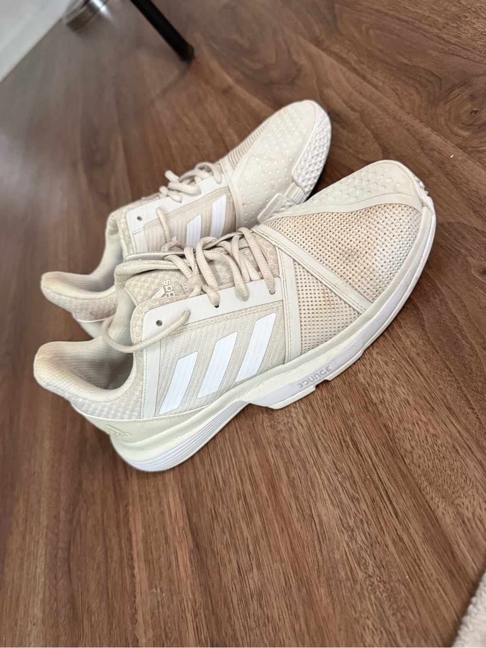 adidas Women’s Cream and White Mesh Training Shoes